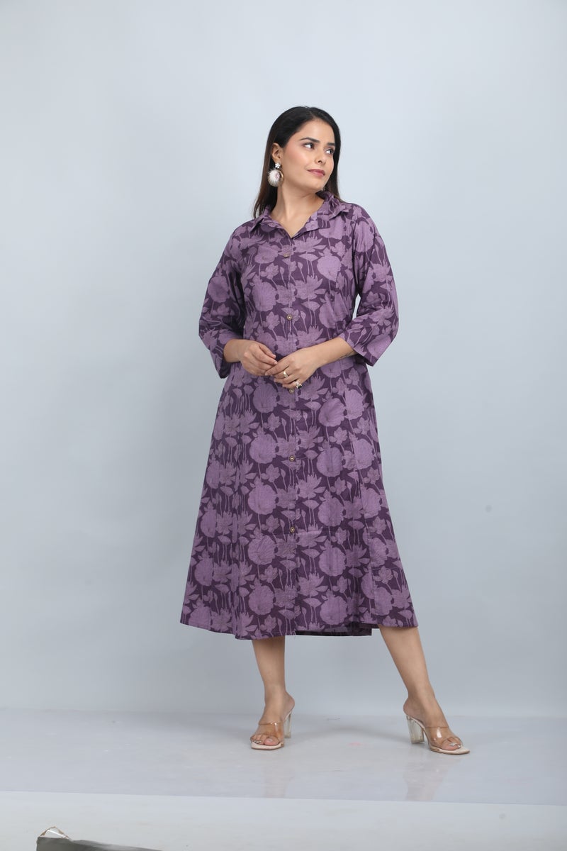 Shifory Floral Print Purple A-Line Kurti for Women - Image 4